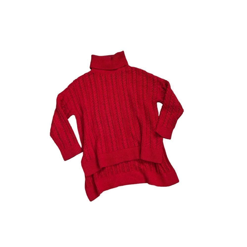 Alice + Olivia Turtleneck Cotton Wool Blend Sweater Womens Red Size Medium